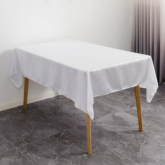 Table Cloth for Event and Hospitality Use Rectangular Satin Table Linen with Smooth White Finish for Banquet and Wedding Settings Solid Color Cloth