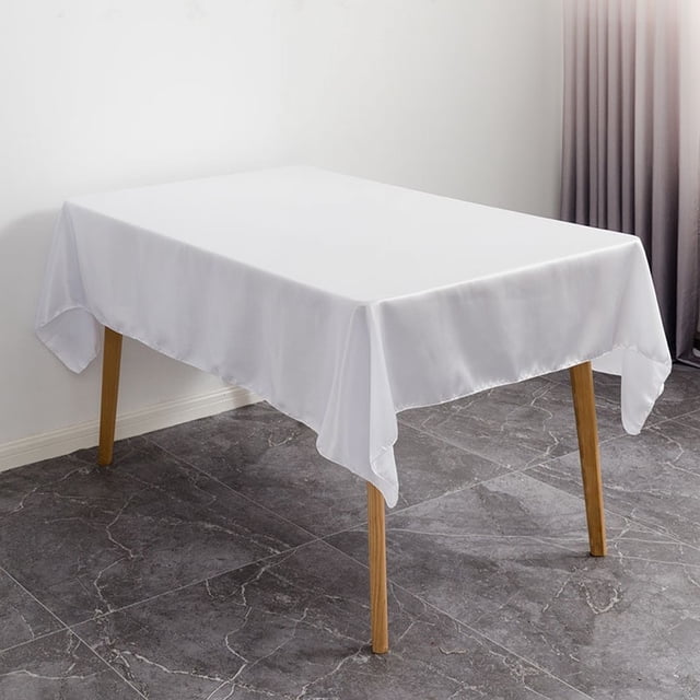 Table Cloth for Hotel Banquet Weddings – Solid Color Rectangular Satin Tablecloth with Smooth Bulk Finish in White Fancy Dining Linen for Formal Events