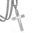 thumbnail image 3 of EOEMY Men Cross Pendant Necklace Stainless Steel Crucifix Curb Chain Gold Black Silver-Silver-36Inch Or 91Cm, 3 of 5