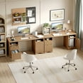thumbnail image 5 of Bestier 59" Modern Executive Desk with Storage, Wood Home Office Desk with 2 Drawers & 3 Cabinet, Fluted Computer Writing Desk for Study, Living Room, Bedroom, Brown, 5 of 10