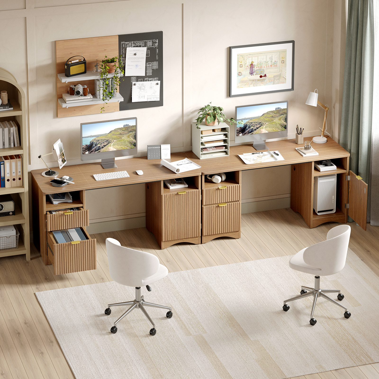 Bestier 59-Inch Modern Executive Desk with Storage, Brown photo 4