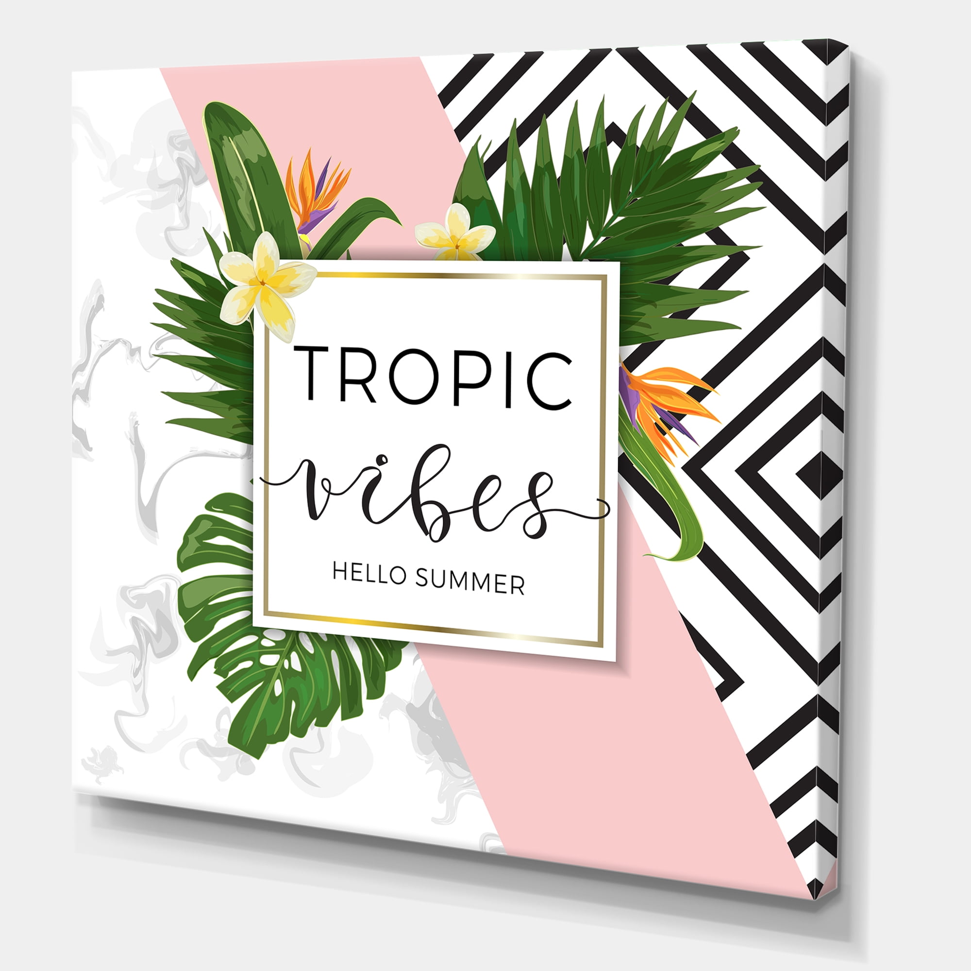 Designart ' Geometrics Tropic VIbes On Triangular ' Nautical & Coastal Canvas Wall Art Print