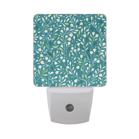 Plant and Leaves Night Light 2 Pack LED Nightlight Plug into Wall Dusk to Dawn Sensor Soft White