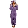 thumbnail image 2 of UQJfacai Womens Fleece Onesies Pajamas Jumpsuit Warm Sherpa Romper Sleepwear One Piece Zipper Cat Ear Hooded Playsuit Loungewear, 2 of 9