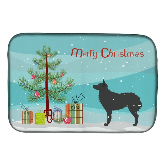 Croatian Sheepdog Merry Christmas Tree Dish Drying Mat