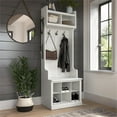 thumbnail image 2 of Woodland 24W Hall Tree & Shoe Bench w/ Shelves in White Ash - Engineered Wood, 2 of 7