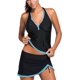 thumbnail image 1 of Xishao Conjunto de Traje de Baño para Mujer con Cuello en V y Falda (S-XXXL) A-Black(blue Trim) 3XL A-Black(blue Trim) 3XL Xishao ropa, 1 of 2