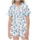 thumbnail image 1 of Odeerbi 2-12 Años Niños Niñas Pijamas de Verano de Satén Con Solapa de Muesca Camisas de Manga Corta Pantalones Cortos Conjunto de Pijama de Seda Con Estampado Suave, 1 of 5