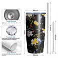 thumbnail image 6 of Daisy Black 20oz Tumbler Stainless Steel Double Wall Vacuum Insulated Coffee Mug Travel Cups for Wife Mom Daughter Sister Friend Coworker, Metal Straws and Brush, 6 of 7