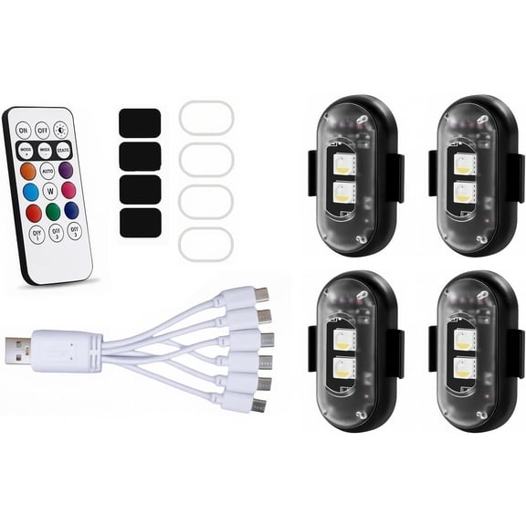 Wireless Remote RGB Aircraft Strobe Light 8 Color Rechargeable Waterproof