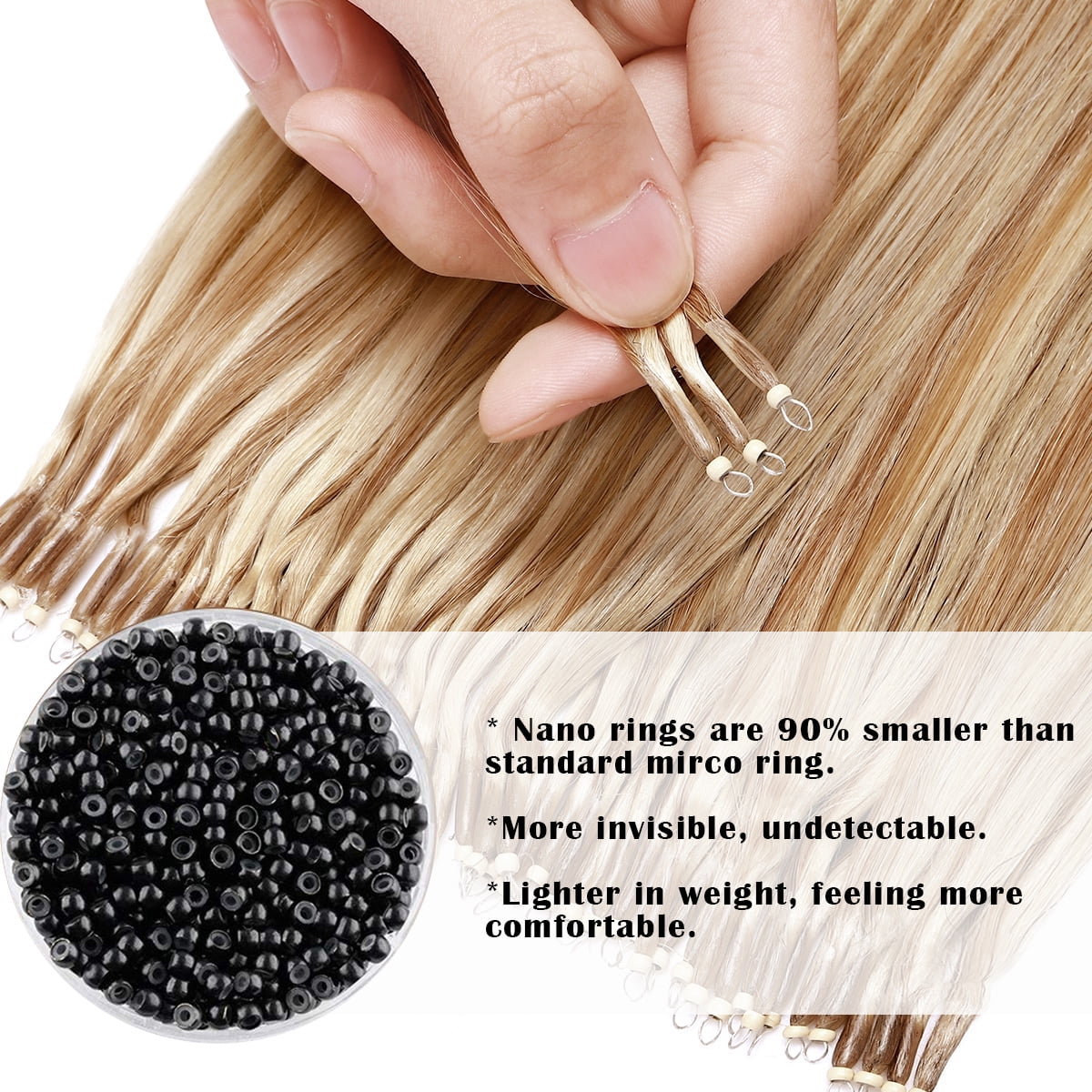 SEGO 100% Remy Human Hair Extensions Micro Loop Hair Extension Nano Micro Bead Ring Thick Hair Piece Clearance