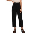 thumbnail image 1 of Pantalones de pana para mujer Pantalones largos de pierna recta de cintura alta Pantalones con bolsillo lateral Pantalones casuales abotonados Negro L, 1 of 6