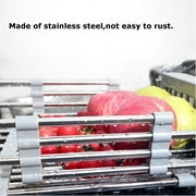 Expandable Dish Drying Rack Over The Sink Dish Basket Drainer with Telescopic Arms Functional Kitchen Sink Organizer for Vegetable, Fruit and Tableware