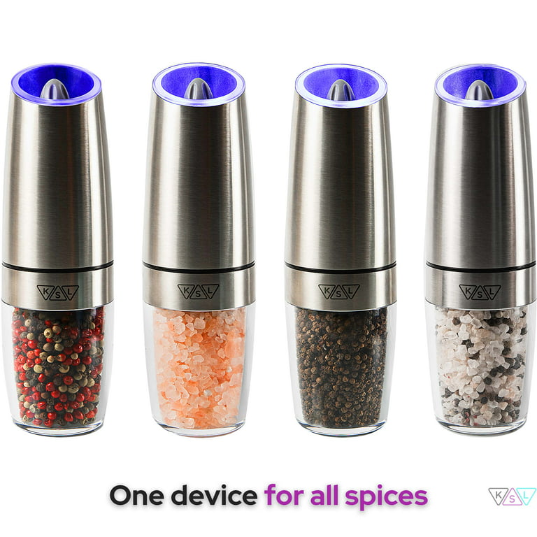 Dropship Electric Salt And Pepper Grinders Stainless Steel Automatic  Gravity Herb Spice Mill Adjustable Coarseness Kitchen Gadget Sets to Sell  Online at a Lower Price