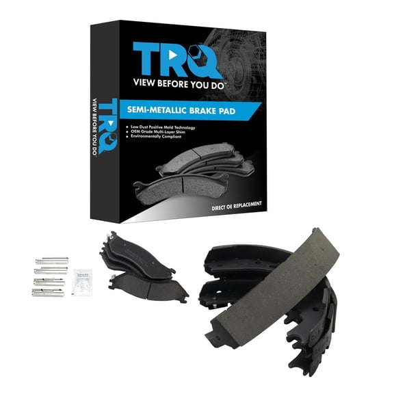 TRQ Front and Rear Brake Pads Semi Metallic Hardware Fits 1999-2003 Ford F-150 2000-2001 Dodge Ram 1500 1998 Dodge B1500