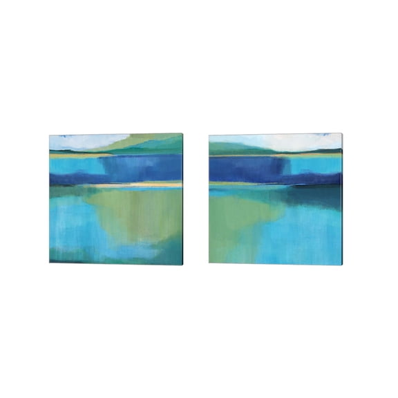 Great Art Now Lagoon by Alison Jerry 2 Piece Canvas Art Set Each 14"W x 14"H