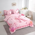 thumbnail image 3 of Castle Fairy Alphabet Rose 7 Pieces Bedding Comforter Set,Flower Butterfly Full Bedding Set Lightweight,Ballet Girl Fitted Sheet Flat Sheet,Lightweight Initial Room Decor,Reversible, 3 of 8