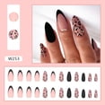 thumbnail image 2 of ZHAOCHENG 24 uñas postizas con patrón de leopardo esmerilado, diseños franceses en negro y dorado, hermosas uñas postizas de leopardo con mini pegamento para uñas, uñas con pegamento de almendras para, 2 of 5