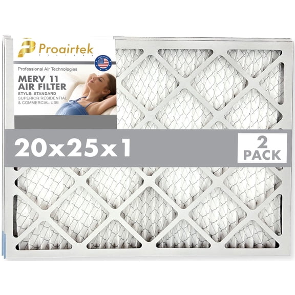 Proairtek AF20251M11SWH MERV 11 20x25x1 Air Filters (Pack of 2); Ideal for Anyone Wanting Clean, Crisp Air in Their Home; Better Capture Coverage, and Provides Consistent, High-Performance Filtration