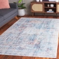 thumbnail image 3 of SAFAVIEH Arizona Carson Distressed Polyester Machine Washable Area Rug, Blue/Rust, 6' x 9', 3 of 13