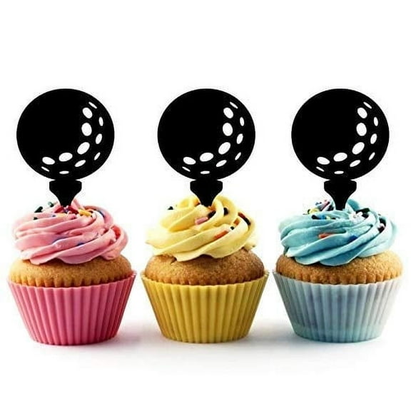 Whimsical Practicality's Golf Ball Silhouette Acrylic Cupcake Toppers 12 pcs
