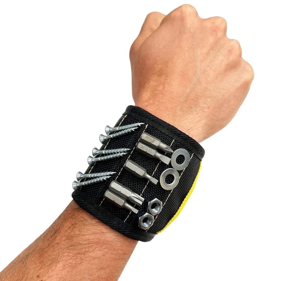 MagSnap Magnetic Wristband by Wrap-It Storage - Great Father Gift Wrist Magnet Tool Belt and Screw Holder - Black