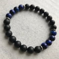 thumbnail image 3 of Natural Matte Onyx & Blue Tigers Eye 8mm Round Shape Smooth Cut Beads Stretchable Bracelet for Men & Women., 3 of 3