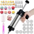 thumbnail image 1 of QJUHUNG Cookie Press Stainless Steel Cookie Maker Machine with 13 Discs and 8 Icing Tips Cleaning Brush Multifunctional Cookie Press Reusable Cookie Maker Kitchen Baking Tool for Cookie M, 1 of 11
