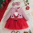 thumbnail image 2 of Rhuody Girls Dress Long Sleeve Christmas Red And White Striped Top With Red Mesh Skirt Party Dress For Holiday Outfit Adorable Classic Daily Wear Red 9-12 Months, 2 of 8