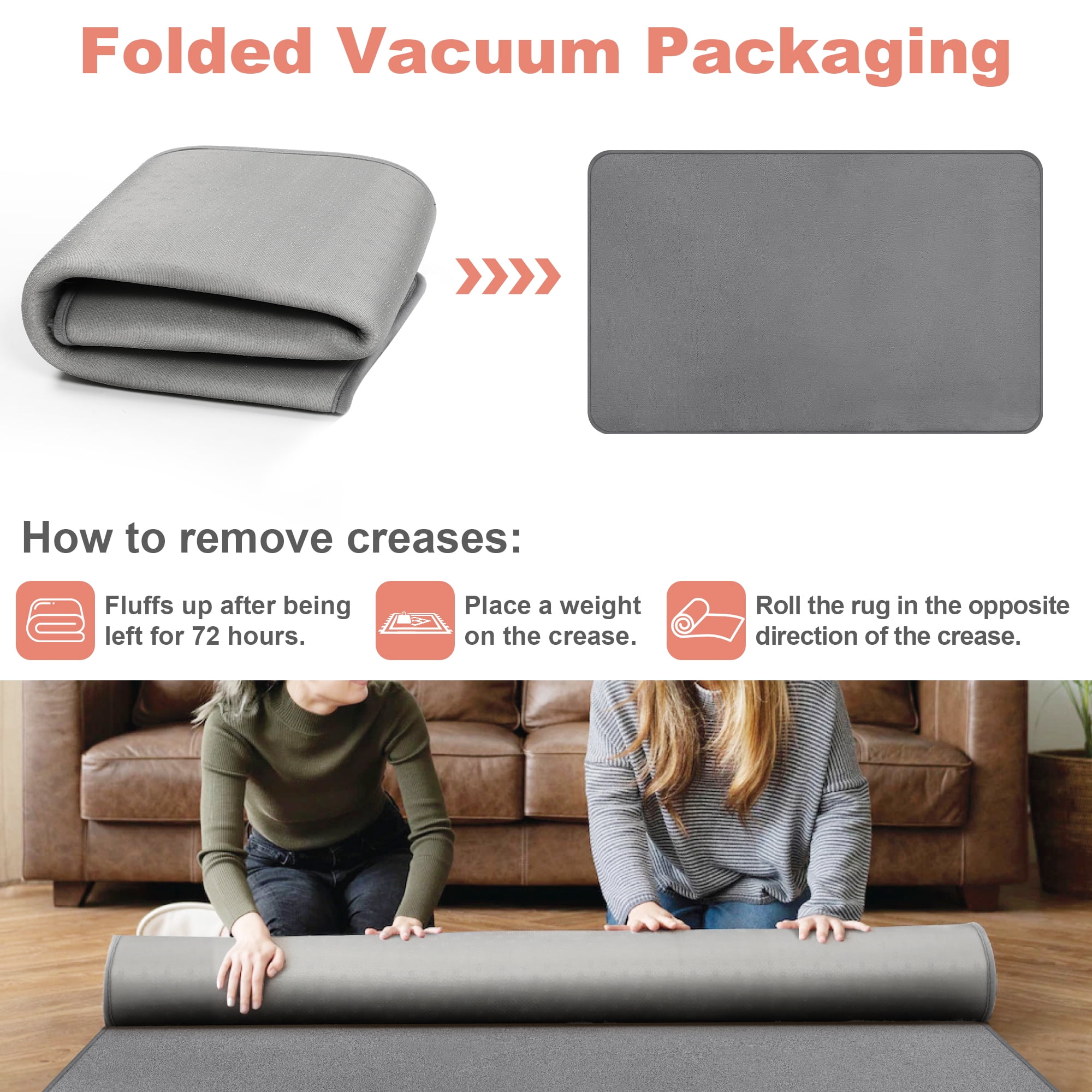 Nefoso Low Pile Area Rug, 5ft x 8ft Soft Fluffy Area Rugs for Living Room Bedroom Decor Carpet, Light Gray