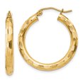 thumbnail image 1 of Boucles d'Oreilles Créoles Texturées en Or Jaune 14K, 1 of 4