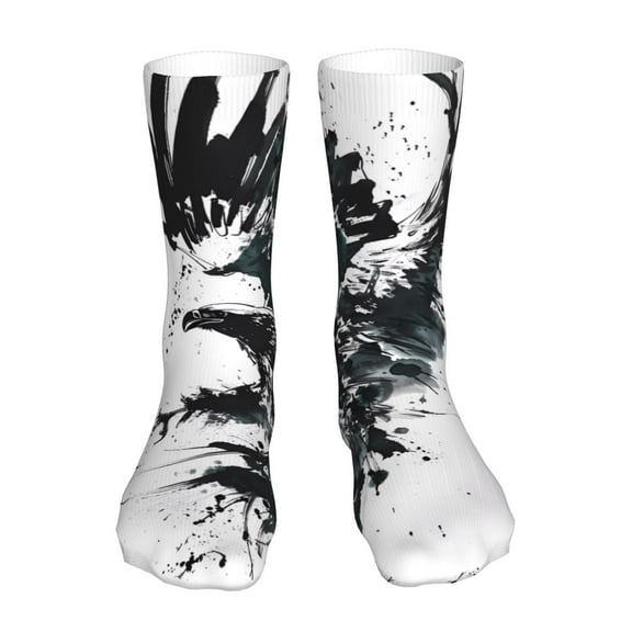 Cauagu Abstract Eagle Ink Pattern Fun Novelty Crew Socks,Casual Athletic Socks Neutral Socks Cozy Crew Socks Christmas Gift