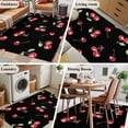 thumbnail image 6 of 4x6 Area Rugs, Cherry Rustic Non-Skid Rubber Backing Large Rectangle Rugs - Living Room Bedroom Home Office, Spring Summer Tropic Fruit Black Indoor Floor Mat Carpets Washable Rug, 6 of 9