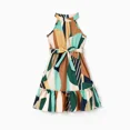 thumbnail image 2 of PatPat Family Matching Allover Geo Print Halter Neck Belted Dresses and Colorblock Short-sleeve T-shirts Sets, Multicolor, Girl 4-5 Years, 2 of 8