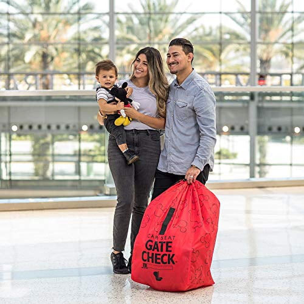 Disney Baby by J.L. Childress Gate Check Bag for Car Seats - Fits ALL Car Seats, Carriers & Booster Seats - Red Mickey Mouse