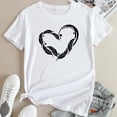 thumbnail image 3 of JINMGG 2026 Womens Tops under $5 Tops for Women Casual Spring Summer Womens Casual Love Printing Pullover Round Neck Short Sleeve T-Shirt Tops, 3 of 4
