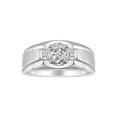 thumbnail image 1 of RYLOS Men's Rings Sterling Silver Classic 7X5MM Oval Gemstone & Diamond Ring White Topaz April Birthstone Rings For Men, Silver Rings, Size 9, 1 of 7
