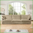 thumbnail image 3 of Modern 3-Seat Camel Corduroy Sofa: Deep Seat, Removable Slipcover for Living Room | Camel | Corduroy | Cushion Back, 3 of 25