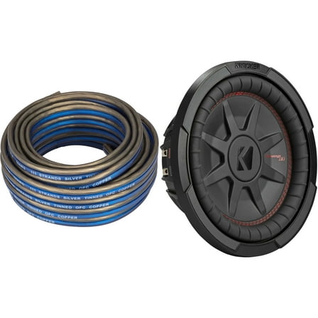 Kicker 48CWRT104 CompRT 10" Subwoofer, DVC, 4-ohm - Includes Speaker Wire