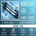 thumbnail image 4 of Brisas Hand Painted Blue/Black Beach Cover Up for Women Used as Swimsuit, Cardigan, Kimono for Super Soft Loungewear, Travel and Holiday - Diamond Pattern, 4 of 4