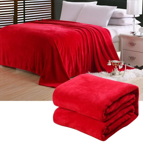 HAKIDZEL 1Set Red Polyester Fiber Blanket for Warmth Couch 11.8x55.1in