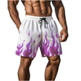 thumbnail image 2 of Yaoyar Men's Flame Graphic Print Fun Dual Beach Shorts with Pocket Casual Summer Swim Beach Sports Shorts Fast-Drying Trousers,Purple,XL, 2 of 8