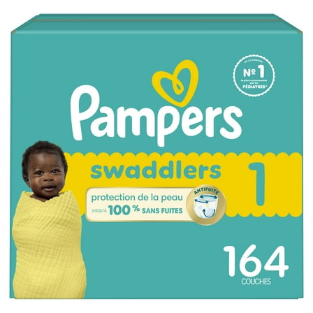 Pampers Swaddlers Wetness Indicator Hypoallergenic Soft Latex and Paraben Free Soft Diapers - Size 1, 164 Count