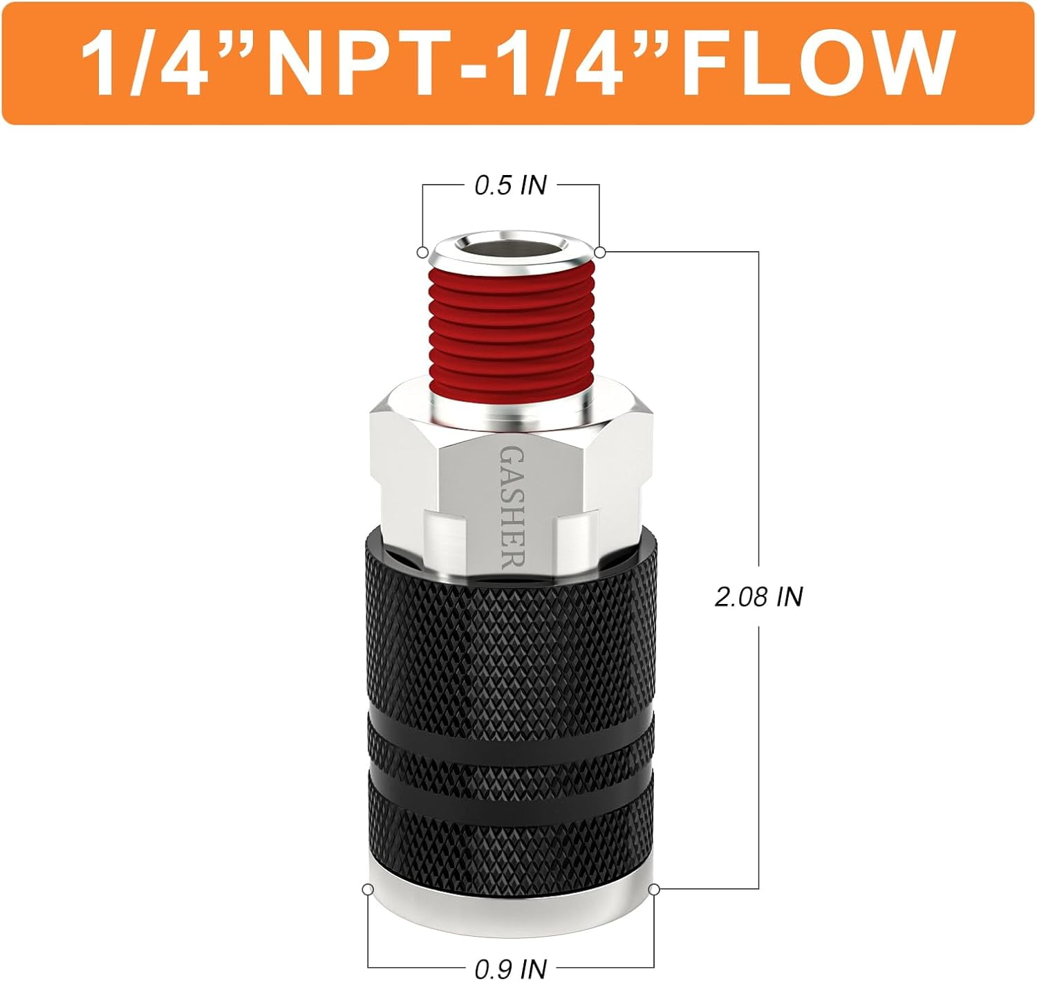 MKEUDQ-2PCS Black 1/4" MNPT Quick Connect Air Coupler, 1/4" Basic Flow Industrial Coupler, I/M Type, For Air Compressor Quick Connect Air Hose Fittings Set