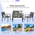 thumbnail image 6 of Meilocar 4 Pieces Patio Furniture, Textilene Metal Outdoor Furniture Set, Modern Conversation Set with Loveseat Tea Table, Small Outdoor Patio Chat Set for Backyard, Porch, Lawn and Balcony (Black), 6 of 8