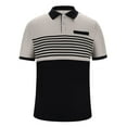 thumbnail image 7 of AHTJRT Mens Short Sleeve Striped Color Block Golf Tees Collared Button Up Business Casual Tops Lapel T Shirts Gray L, 7 of 7