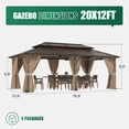 thumbnail image 5 of Clouddwell 20'*12' Wood Gazebo,with Double-Layer Galvanized Steel Roof,Suitable for Backyard,Desk,and Lawn, 5 of 8