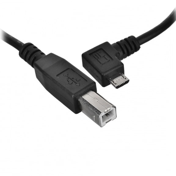 FVH Left Angled 90 Degree Micro USB OTG to Standard B Type Cable for Printer Scanner Disk Lectronic Musical Instrument Midi Keyboard (60cm)