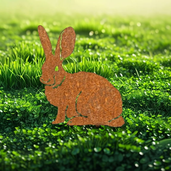 Isvgxsz Bunny Garden Statues Metal Rabbit Yard Art Outdoor Black Rabbit Decor Animals Stake Garden Decorations Outdoor Garden Statue for Lawn and Yard Decor Ornaments