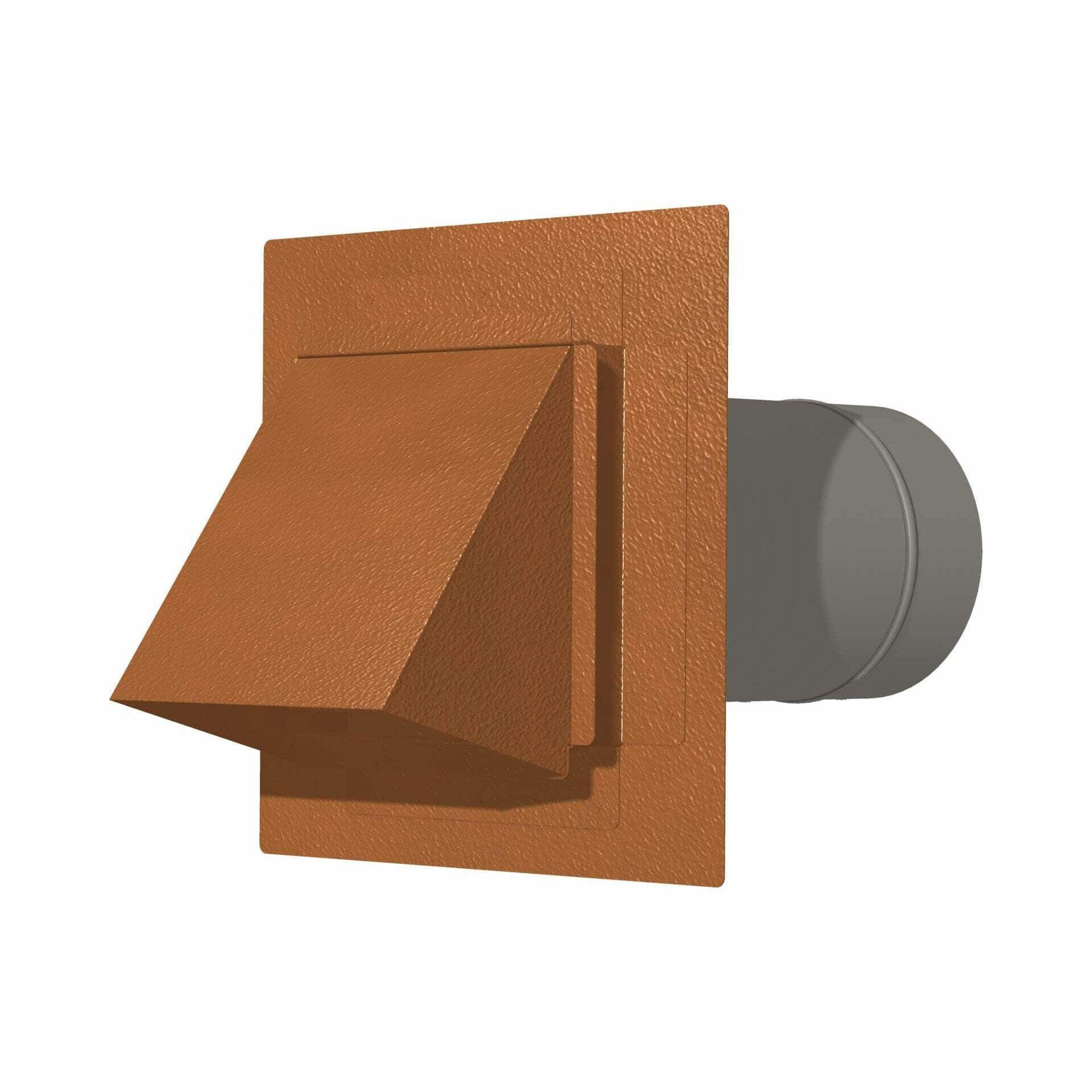 Hammered Copper Dryer Vent / Exhaust Vent 4" - 12" Duct Size: 4", Mount Type: Flush, Flapper - Screen: Flapper